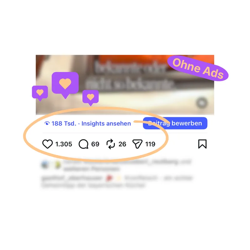 Instagram-Beitrag mit 188 Tsd. Aufrufen und 1.305 Likes, ohne Werbeanzeigen