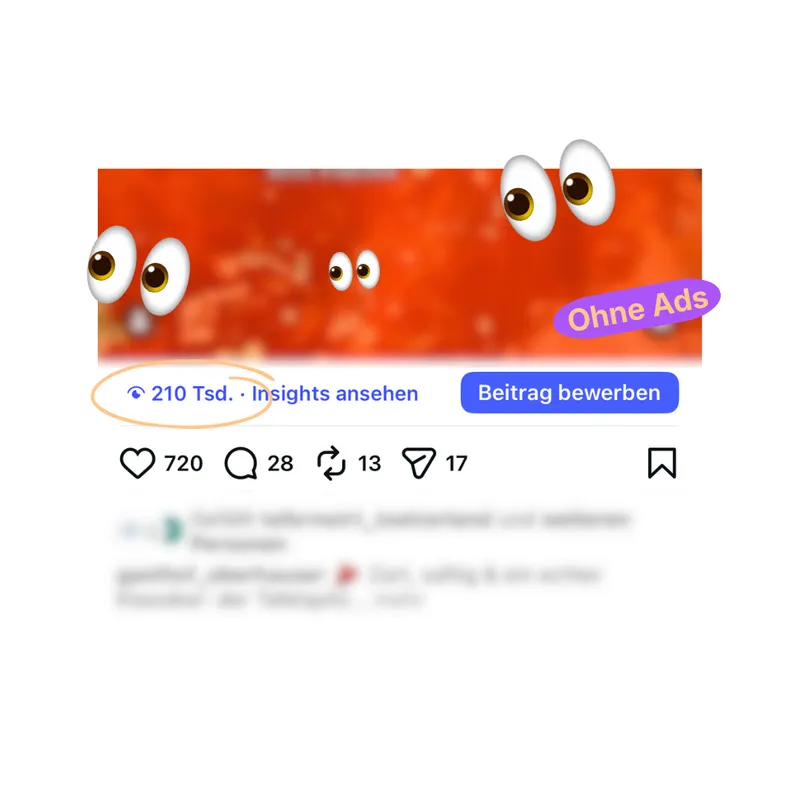 Instagram-Beitrag mit 210 Tsd. Aufrufen und 720 Likes, ohne Werbeanzeigen
